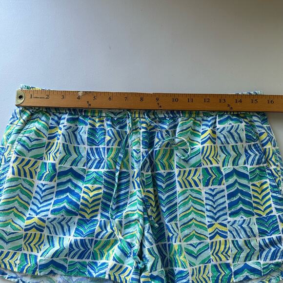 Vineyard Vines Shorts Womens Small Blue Pattern Linen Drawstring Bright Tropical - Picture 9 of 12